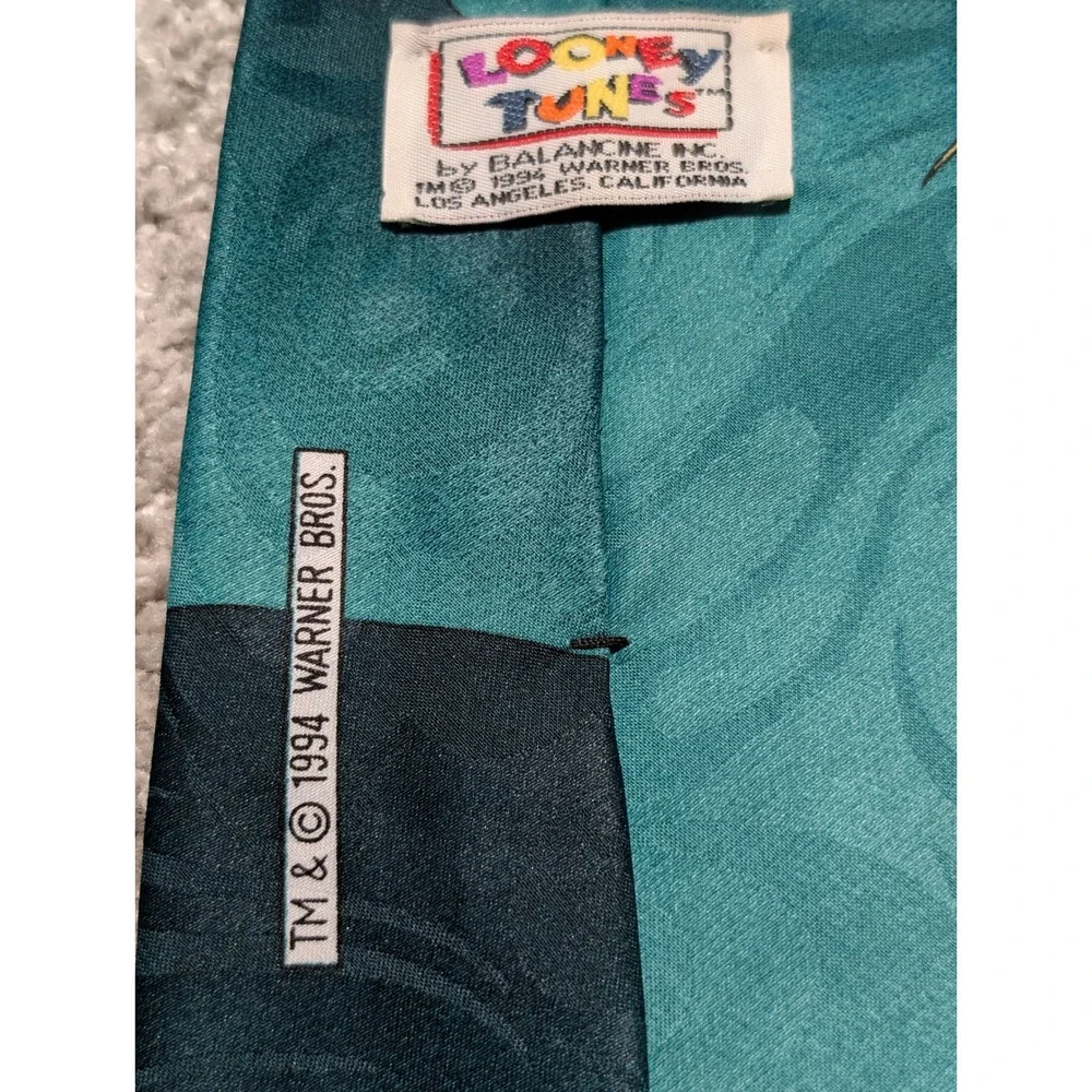 Looney Tunes Tie Teal 1994 Golf Taz Sylvester Tweety Vintage Novelty‎ 90s